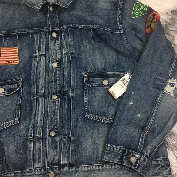 Men's POLO-RALPH LAUREN "SPORTSMAN" Denim Jacket (Casting Club) vintage - Picture 4 of 16